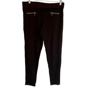 Willow & Clay Black Pants Front Zippered Pockets Elastic Waist Women's Large